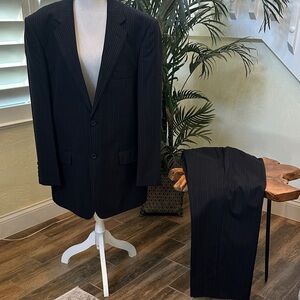 Elegant Italian  Black Pinstripe Men's Suit